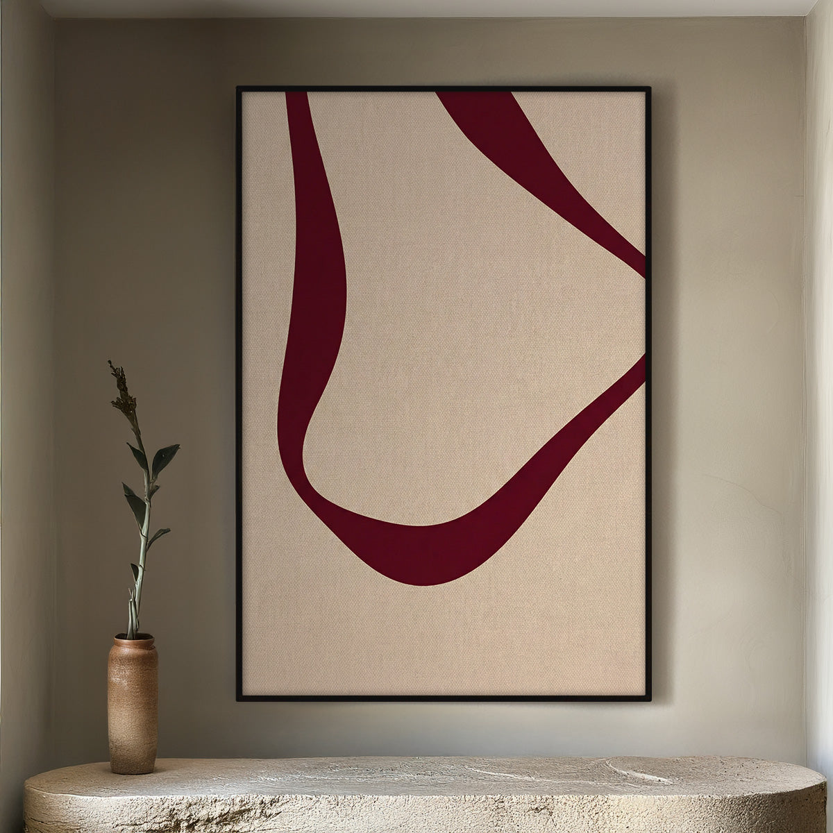Velour Current Art | Modern Minimalist Burgundy Abstract Prints